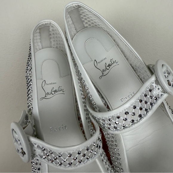 Christian Louboutin Mamastrapitina Mesh Nappa Leather Mary Jane Ballet Flats - Picture 8 of 9